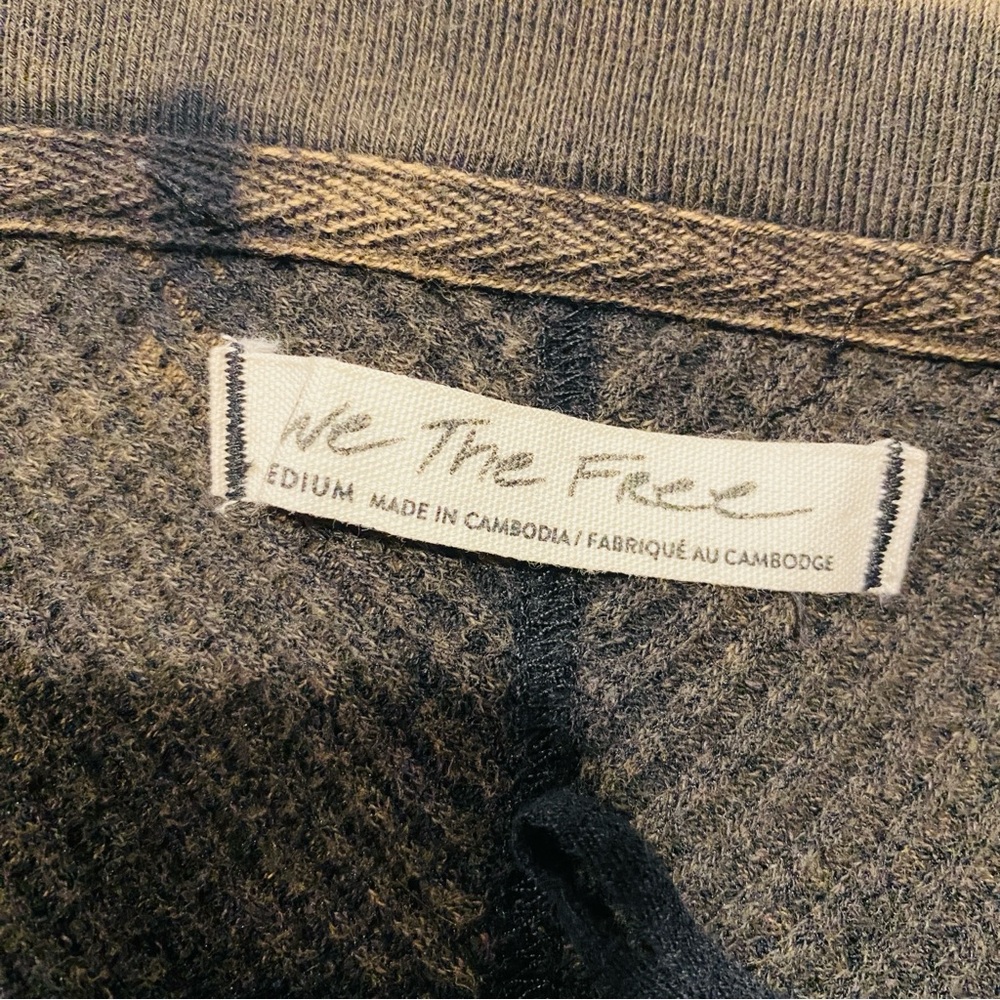 FREE PEOPLE monterey thermal long sleeve top shirt M we the free black brown - Picture 4 of 5